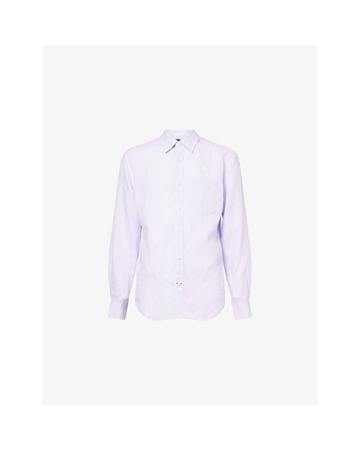 Dunhill Purple Pointed-Collar Regular-Fit Linen Shirt for men