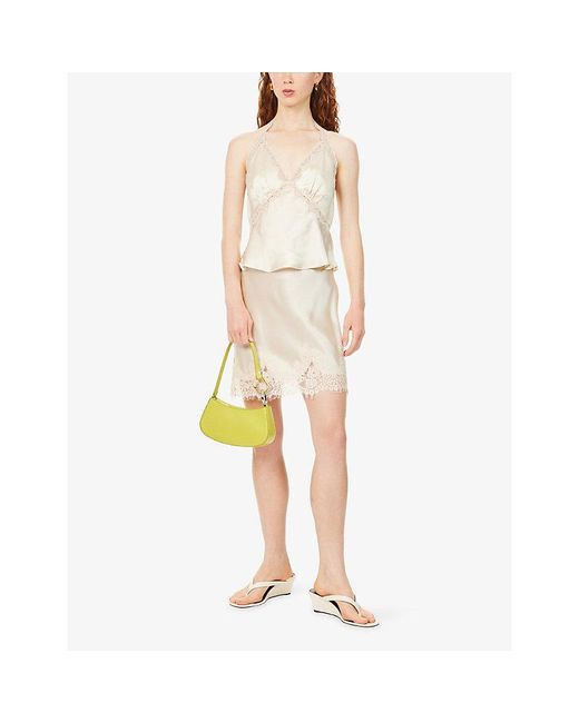 Reformation White Monica Halterneck Silk Top