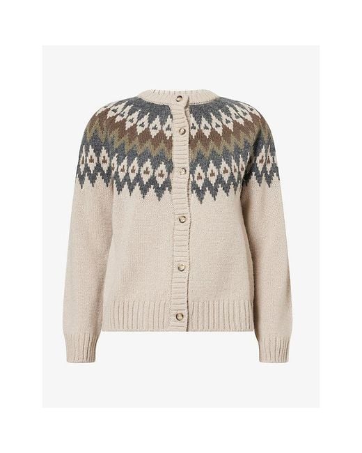 Weekend by Maxmara Natural Jacquard-Knit Alpaca-Blend Cardigan