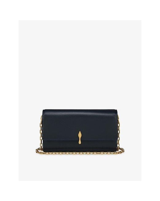 Christian Louboutin Blue Bettina Metallic Leather Wallet-On-Chain
