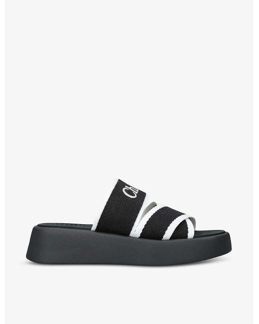 Chloé Black Mila Logo-embellished Woven Wedge Sandals