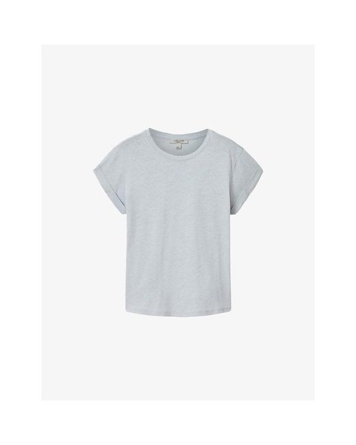 AllSaints Blue Anna Relaxed-Fit Short-Sleeve Cotton T-Shirt