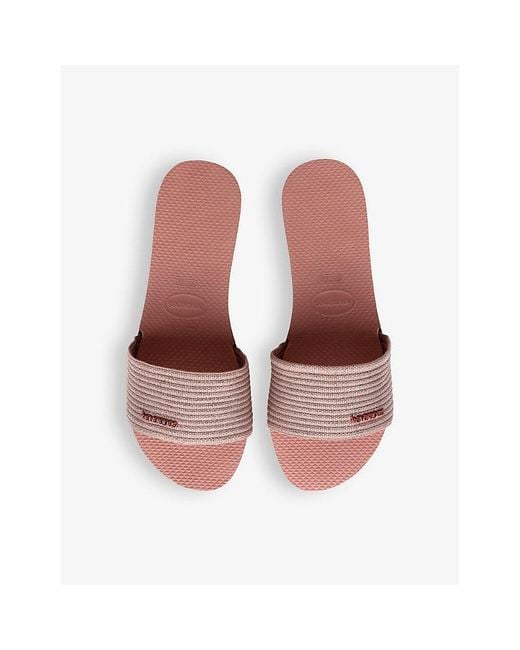 Havaianas Brown You Malta Logo-Embellished Woven And Rubber Sliders