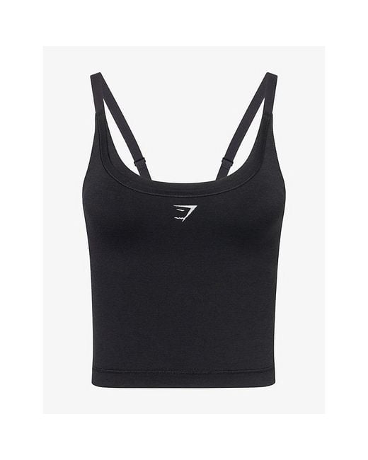 GYMSHARK Black Interval Seamless Midi Jersey Tank Top