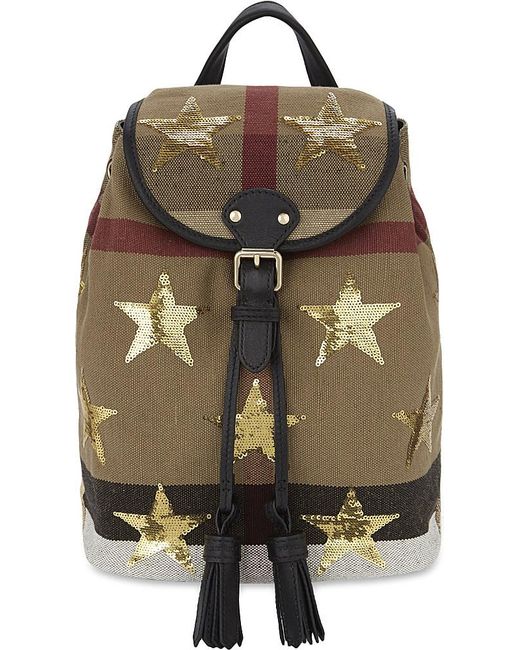 Burberry Black Sequin Stars Canvas Mini Backpack