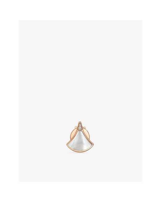 BVLGARI Metallic Divas' Dream 18Ct Rose- Mother-Of-Pearl And 0.01Ct Pavé-Diamond Stud Earring