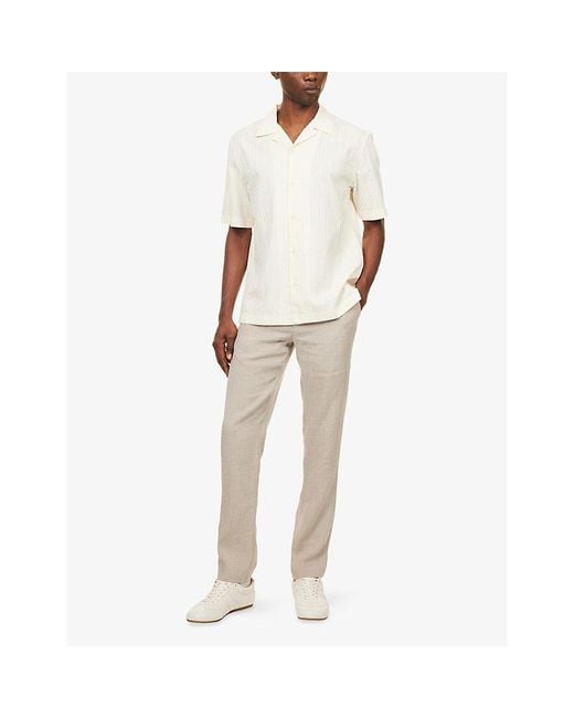 Sunspel White Stripe-Pattern Regular-Fit Cotton Shirt for men