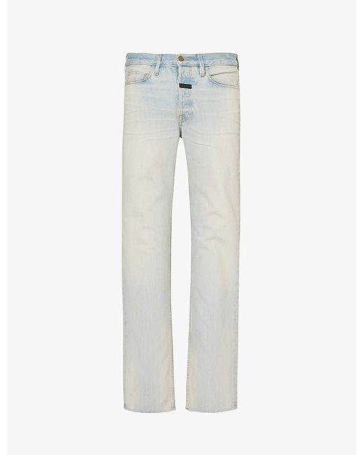 Fear Of God White Brand-patch Straight-leg Jeans for men