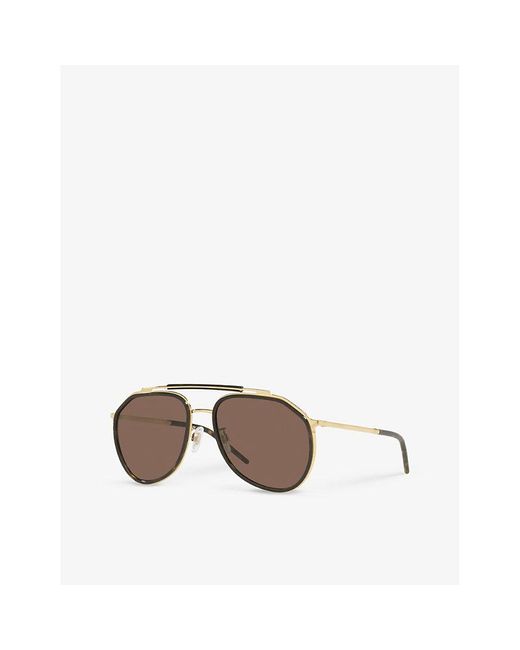 Dolce & Gabbana Gray Dg2277 Pilot-frame Metal Sunglasses