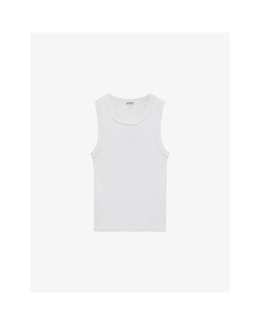 Loewe White Ribbed Viscoseblend Tank Top