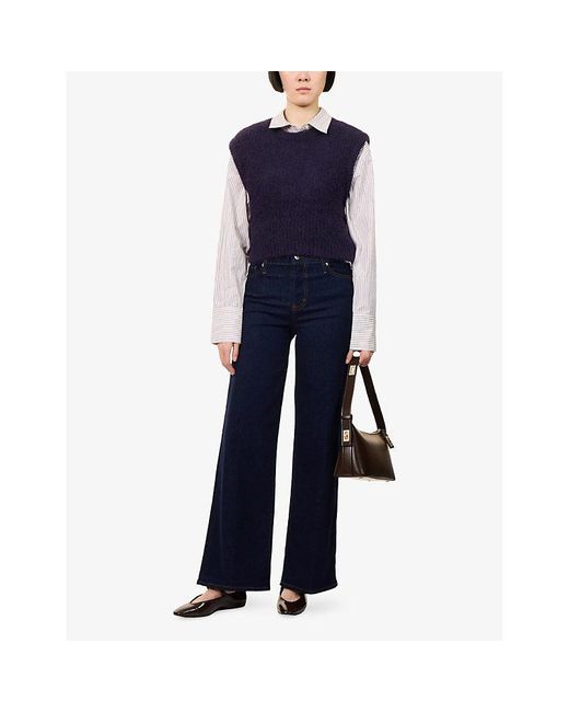 FRAME Blue Le Slim Palazzo Wide-Leg Stretch-Denim Blend Jeans