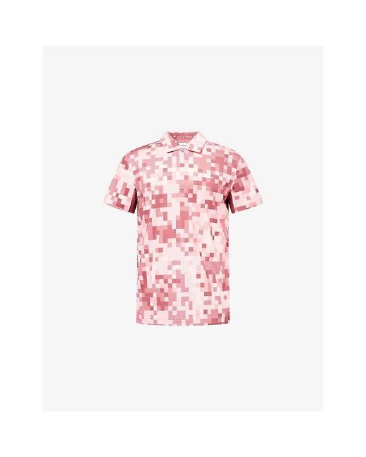 J.Lindeberg Pink Dario Masters Graphic-Print Woven Polo Shirt for men