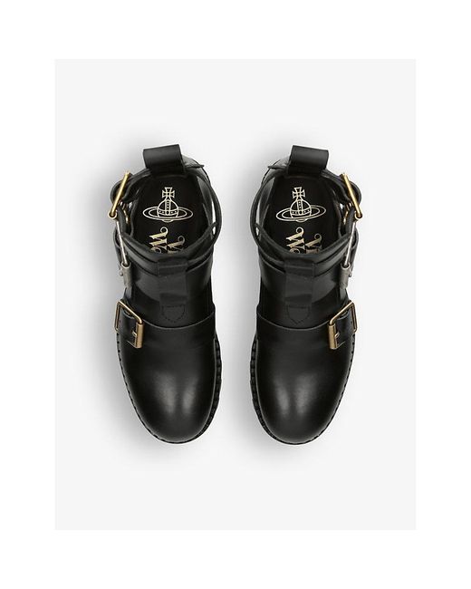 Vivienne Westwood Rome Openconstruction Leather Combat Boots in Black