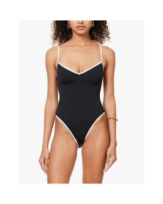 Cheap Monday Black Ravello V-Neckline Colour-Block Swimsuit