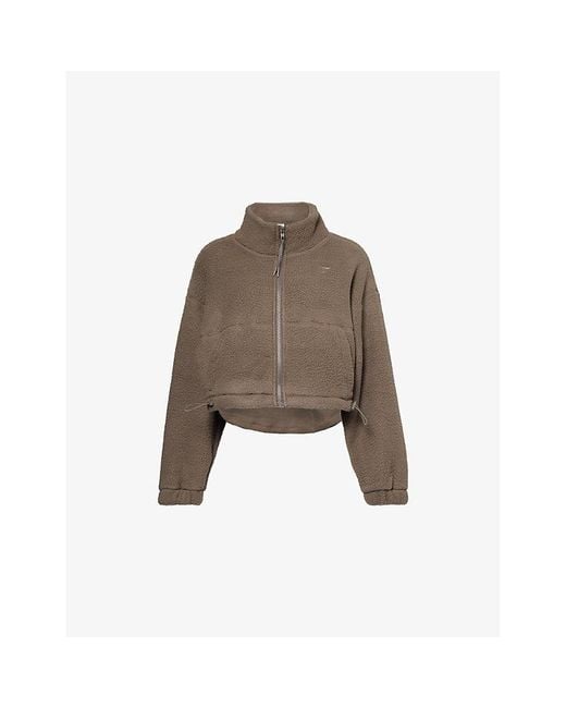 GYMSHARK Brown Elevate Cropped Fleece Jacket