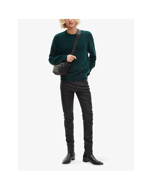 The Kooples Green Crewneck Regular-Fit Stretch Cashmere-Blend Jumper for men