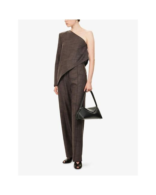 Camilla & Marc Brown Verna Asymmetric Wool-Blend Top