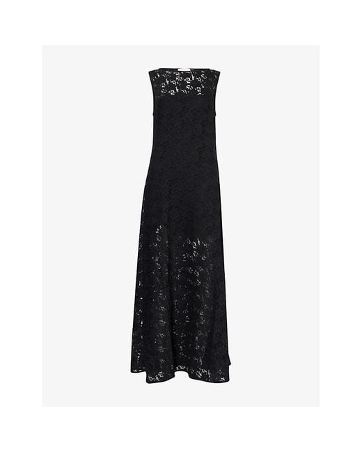 Dissh Loula Lace-Embroidery Stretch-Woven Midi Dress in Black | Lyst