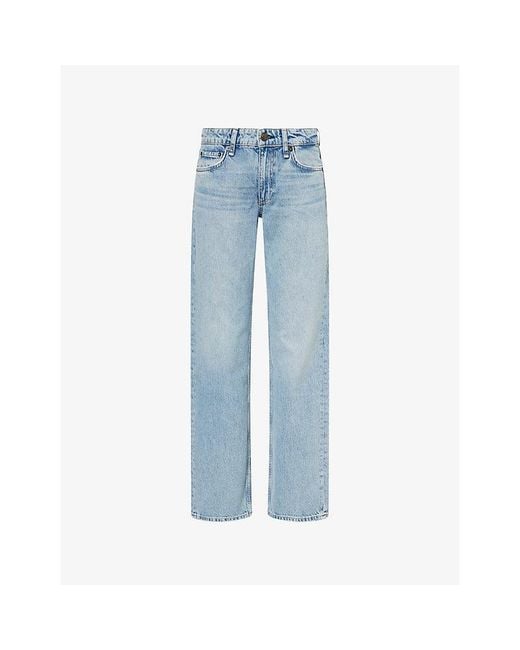 Rag & Bone Blue Harlow Straight-Leg Denim Jeans