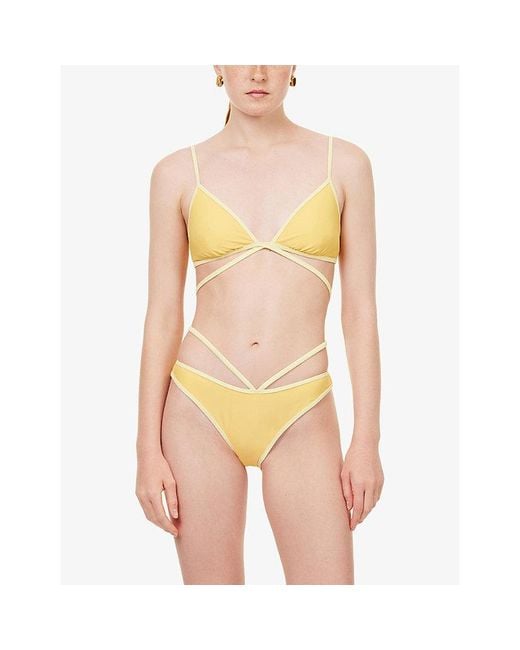Jonathan Simkhai Yellow Emmalynn Criss-Cross Strap Bikini Bottoms