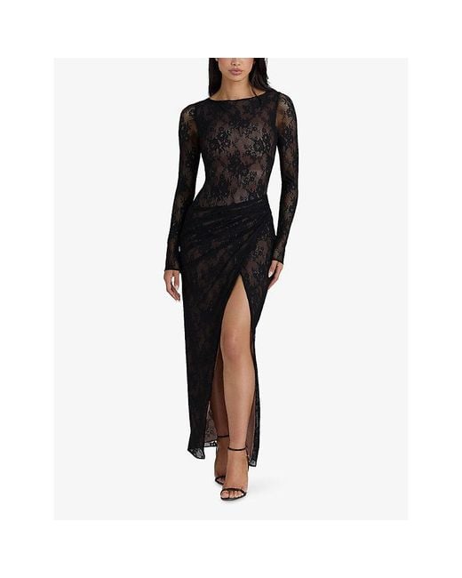 House Of Cb Sapphira Asymmetric Stretch-Lace Maxi Dress in Black | Lyst House Of Cb Sapphira Asymmetric Stretch-Lace Maxi Dress in Black | Lyst