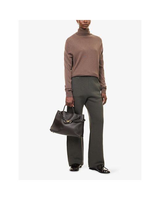 Max Mara Gray Pompeo Wide-Leg Cotton-Blend Jogging Bottoms