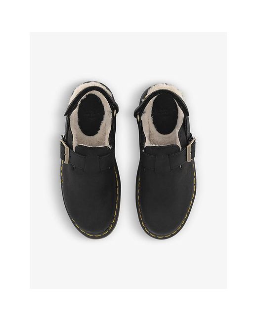 Dr. Martens Black Jorge Ii Tonal-stitched Suede And Leather Mules