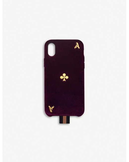 Chaos Purple Ace Playing Card Velvet And Leather Iphone X/xs Case
