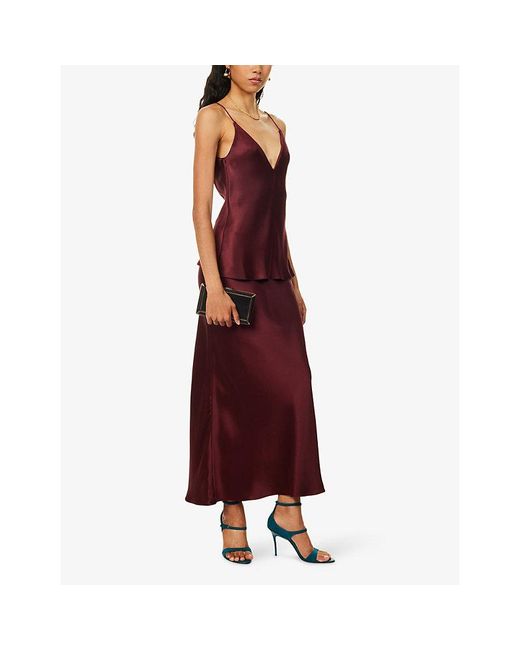 Gabriela Hearst Red Maria V-Neck Silk Tank Top