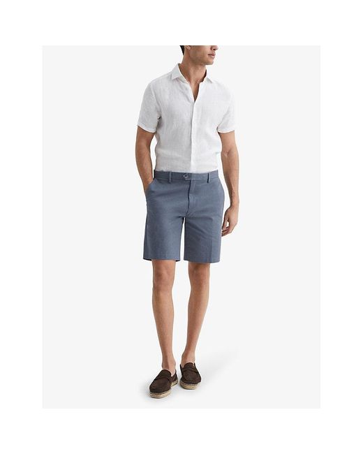 Reiss Blue Wicket Stretch-Cotton Chino Shorts for men