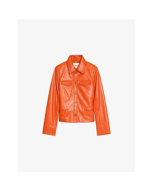 Zadig & Voltaire Orange Liam Regular-Fit Leather Jacket