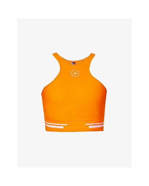 Adidas By Stella McCartney Orange Truepace Racer-back Stretch-jersey Crop Top X