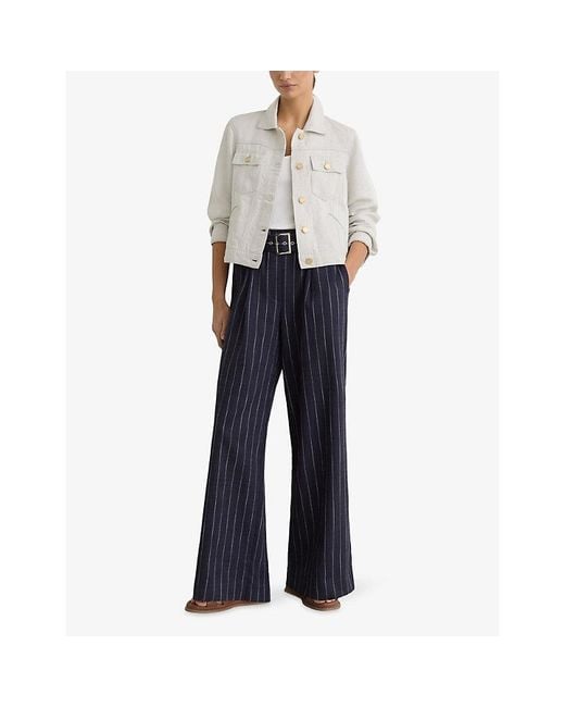 Reiss White Carmen Lyocell And Linen Trucker Jacket