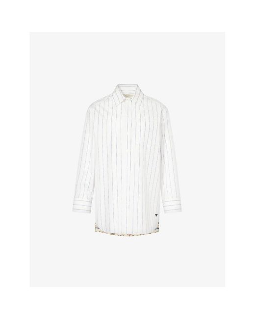 Weekend by Maxmara White Corolla Striped Cotton-poplin Shirt