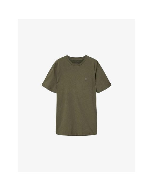AllSaints Green Dexter Short-Sleeve Cotton-Jersey T-Shirt for men