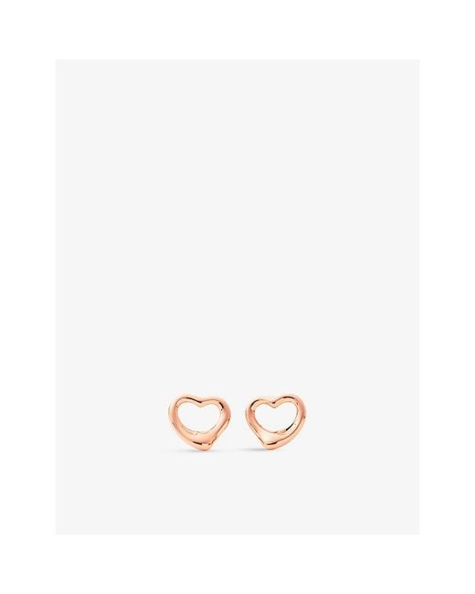 Tiffany & Co White Elsa Peretti Open Heart Earrings