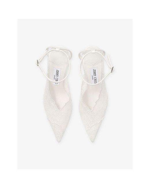 Jimmy Choo White Faiz 100 Lace Heeled Courts