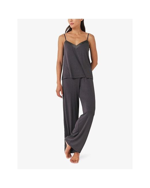 The White Company The Company Satin Trim Stretch Jersey Pyjamas in Blue Lyst UK