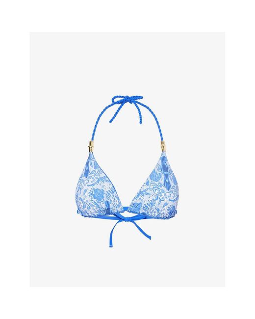 Heidi Klein Blue Lake Como Triangle-cup Recycled Polyamide-blend Bikini Top X