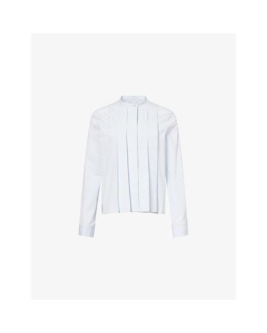 Twp White Close Call Pleated Cotton-Poplin Shirt