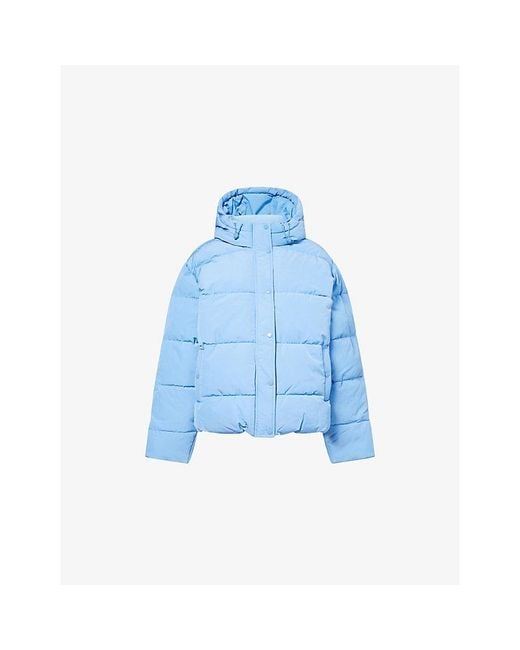ADANOLA Blue Hooded Puffer Jacket