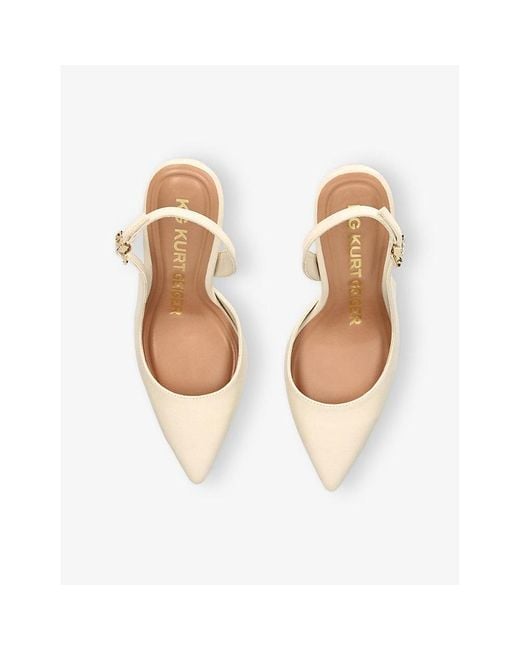KG by Kurt Geiger White Aria2 Sling-Back Heeled Faux-Leather Courts