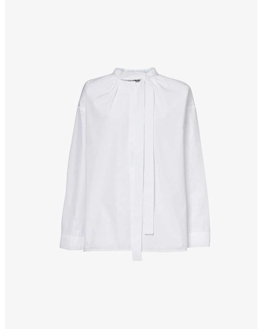 Max Mara White Filippa Tie-neck Cotton-poplin Shirt