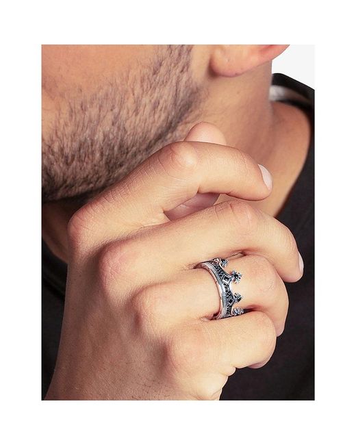 Thomas Sabo White Crown Blackened Sterling- And Zirconia Ring