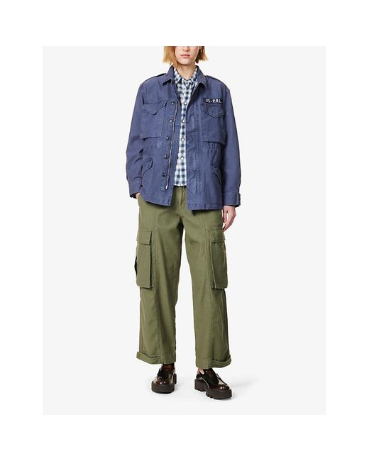 Polo Ralph Lauren Blue Field Flap-pocket Regular-fit Cotton Jacket