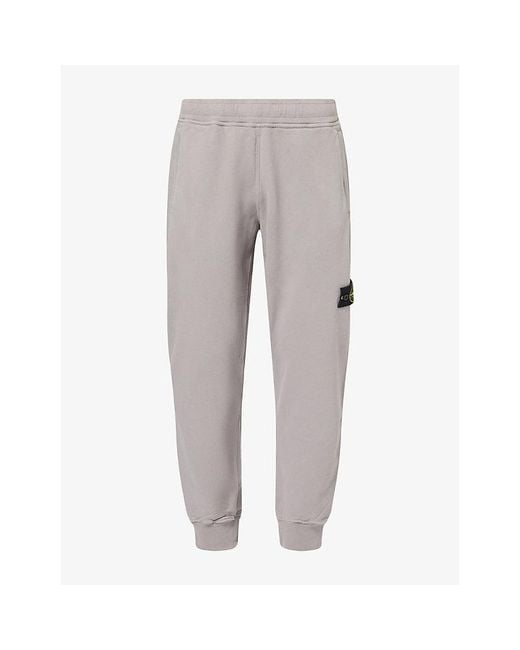 Stone Island Gray Logo-Patch Tapered Cotton Jogging Bottoms for men