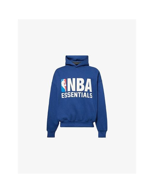 Fear Of God Blue Fog X Essentials X Nba Sports Printed Cotton-Blend Hoodie for men