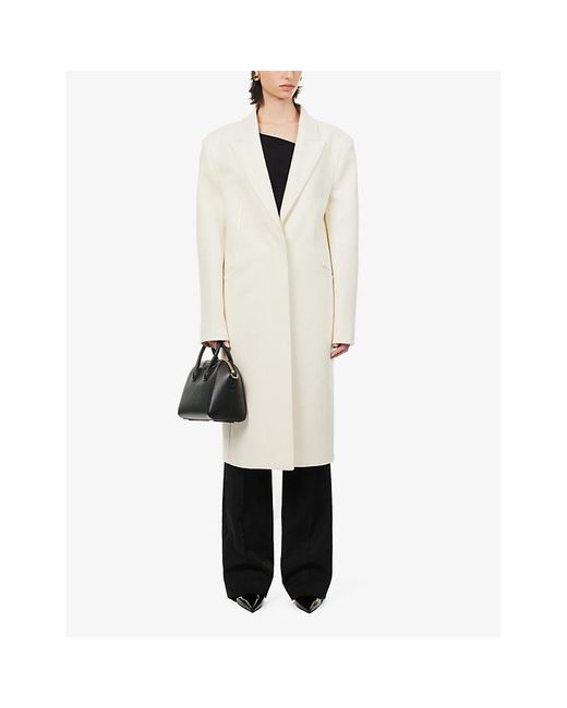 Givenchy Natural Padded-shoulder Peak-lapel Wool Coat