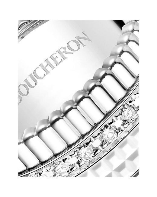 Boucheron White Quatre Double Edition Large 18Ct- Hyceram And 0.52Ct Round-Brilliant Cut Diamond Ring for men