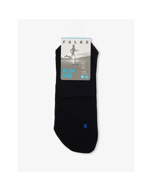 Falke Black Run Rib Cotton-Blend Socks for men